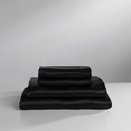 Baltic Linen Satin Sheet Set King Black 4-Piece 1