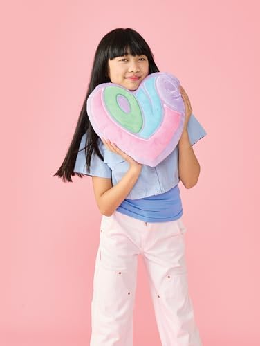 iscream Heart Shaped Love Pillow 13x13 Inch Plush Pastels