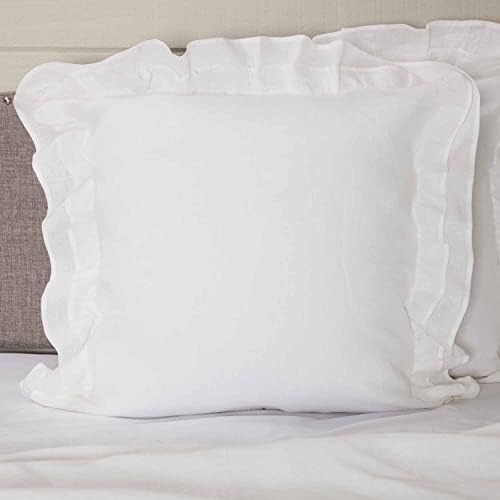 Piper Classics Linen Euro Pillow Cover with 4 Ruffle