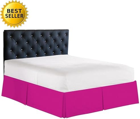 Elegance Linen Luxury 1500 Thread Count Bed Skirt - Twin Pink 14inch Drop