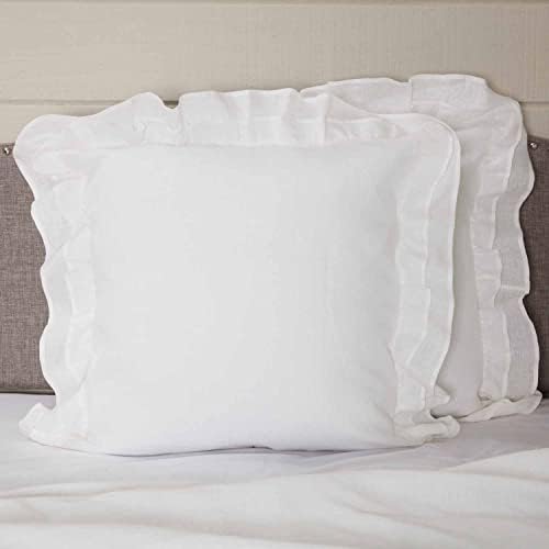 Piper Classics Linen Euro Pillow Cover with 4 Ruffle