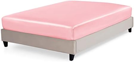 P Pothuiny Satin Fitted Sheet Twin XL Blush Pink