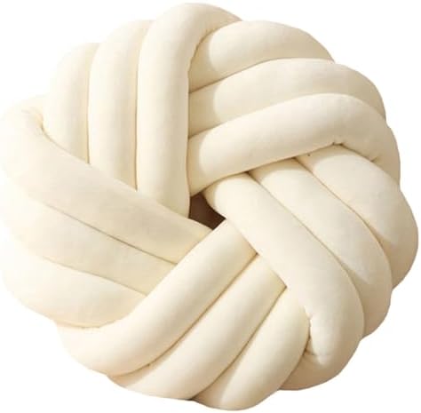 Youjiayi Velvet Knot Pillow Ivory 14x14 Inches