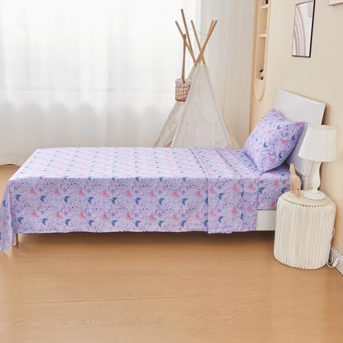 Kids Sheet Set Twin Size 3 Pcs Floral Butterfly Pattern