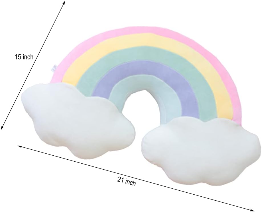 BENEKIY Rainbow Cloud Plush Pillow for Girls 21 Inch Throw