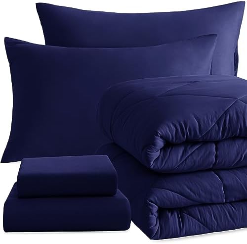 NTBAY Twin Comforter Set with Sheets Navy Blue 1
