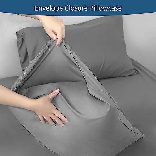 Moonsea Deep Pocket Twin Sheet Set for Air Mattress - 4 Piece Grey