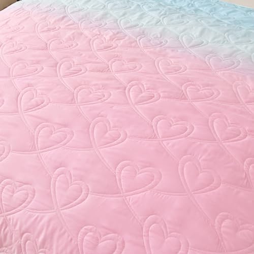 Xruibed Pink Ombre Quilt Set Queen 3PCS Summer Use