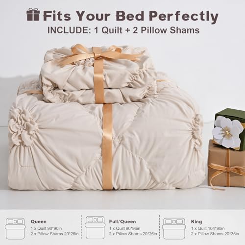Uspring King Size Floral Quilt Set with Pillow Shams