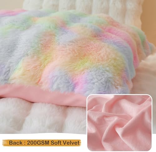LIFEREVO Fluffy Faux Rabbit Fur Pillow Covers Set of 2