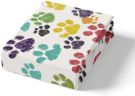 Feelyou Pup Dog Paw Print Sheet Set King Size