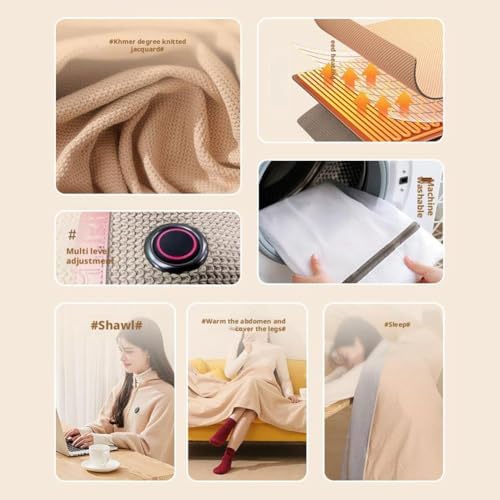 USB Heated Blanket with 3 Levels Portable Heated Shawl Wrap