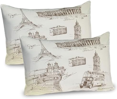Ambesonne Travel Pillow Sham Set of 2 Brown Cream