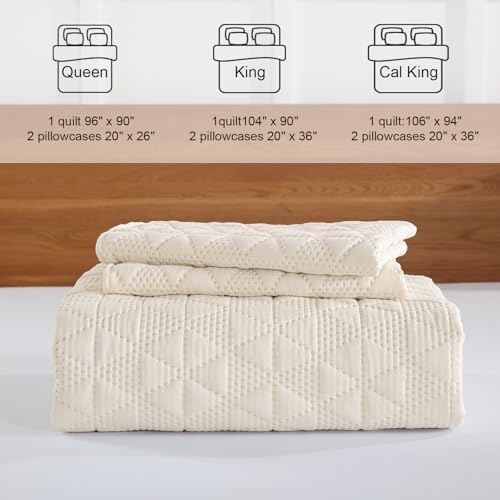 DJY Beige Queen Quilt Set with Pillow Shams
