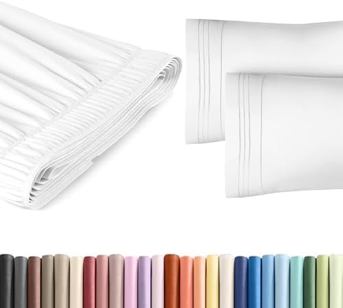CGK Unlimited Wrap Around Dust Ruffle Bed Skirt 2 Pillowcases Bundle - White