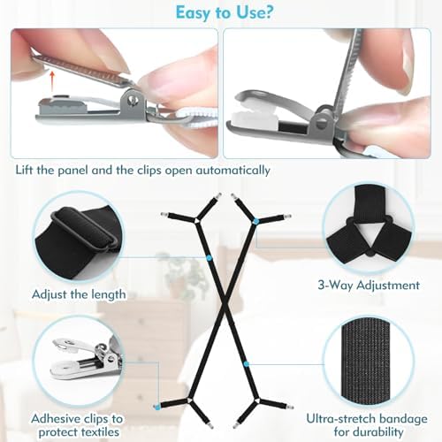 Tantanle Heavy Duty Sheet Clips - Secure Adjustable 2-Pack Black