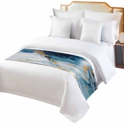 Sabolny Abstract Turquoise Bed Runner Scarf King Size 94x20