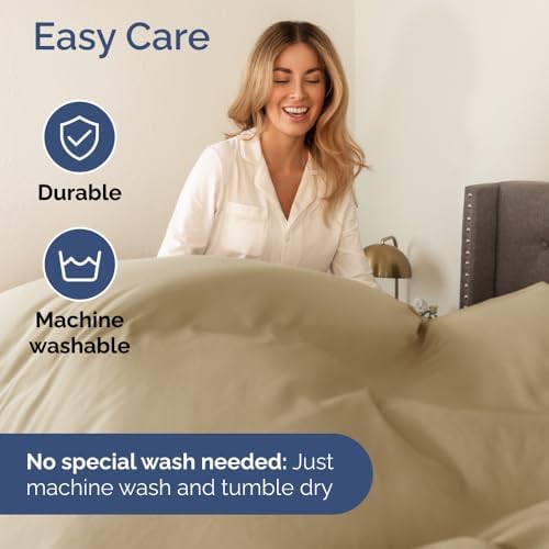 Wrap Around Dust Ruffle Bed Skirt 2 Pillowcases Set - Beige
