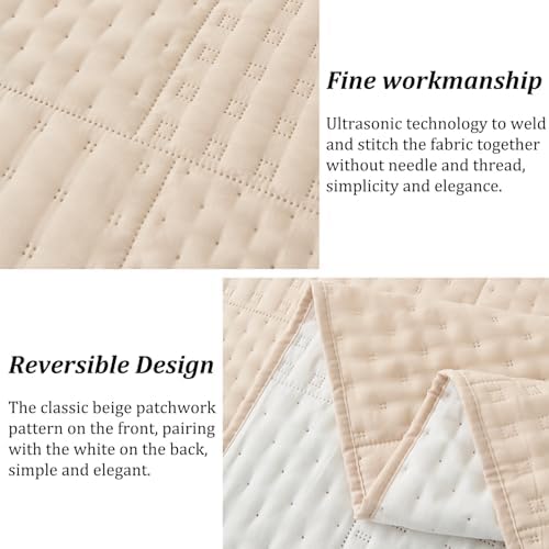 Cmfshape Queen Quilt Set - 3 Pieces Reversible Ultrasonic Quilt