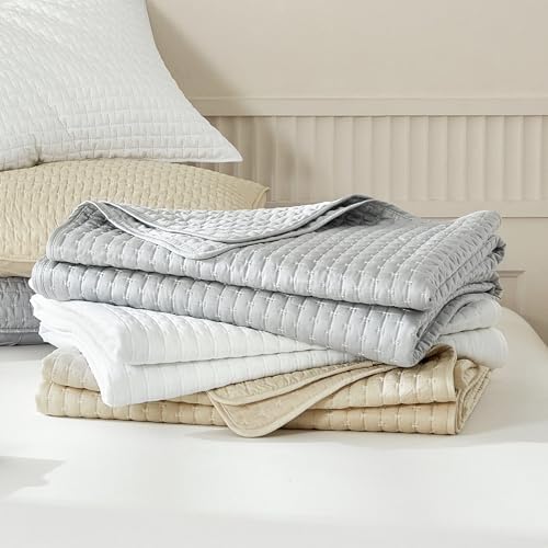 WARMDERN Beige King Quilt Set Cooling Summer Quilt for Hot Sleepers