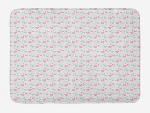 Ambesonne Love Bath Mat Mint Green Pale Pink