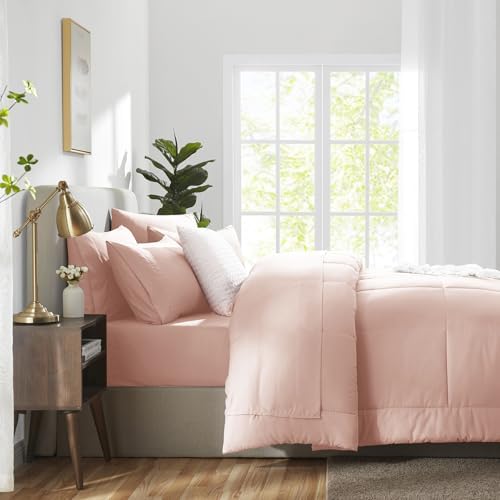 CozyLux Pink Comforter Set Queen - 7 Piece Bed in a Bag