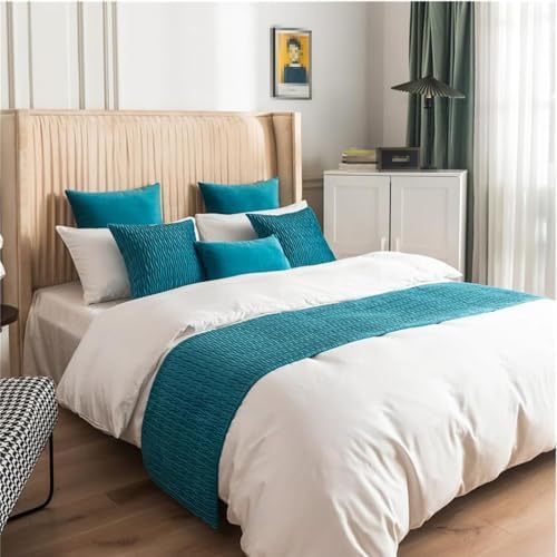 Sky Blue Bed Runner with 2 Pillowcases 30x50cm