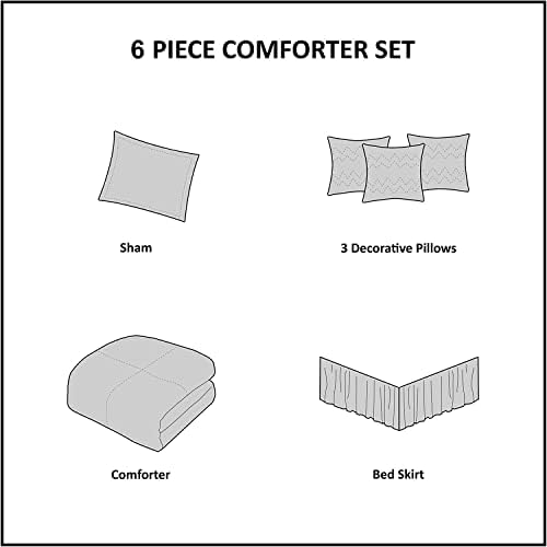 Madison Park Lola Sateen Cotton Comforter Set - 6 Piece Grey Purple