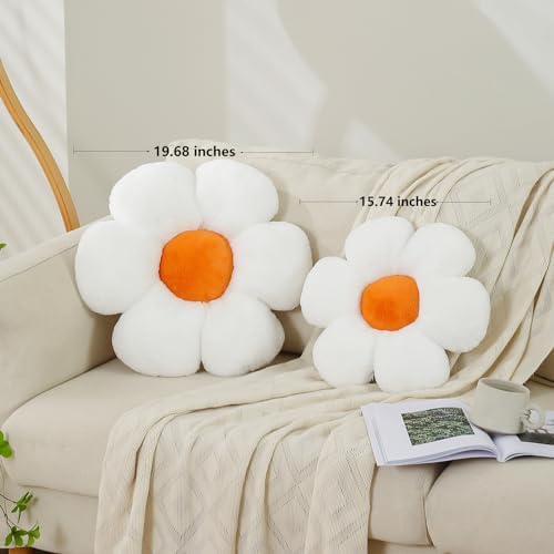 Cute Daisy Shaped Throw Pillow - White Yellow 1574 Inch