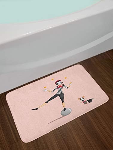 Ambesonne Cartoon Bath Mat with Non Slip Backing