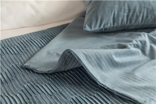 TopLacker Blue King Bed Runner and 2 Pillowcase Set 1