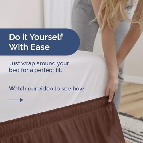 Wrap Around Dust Ruffle Bed Skirt 2 Pillowcases Bundle - Brown