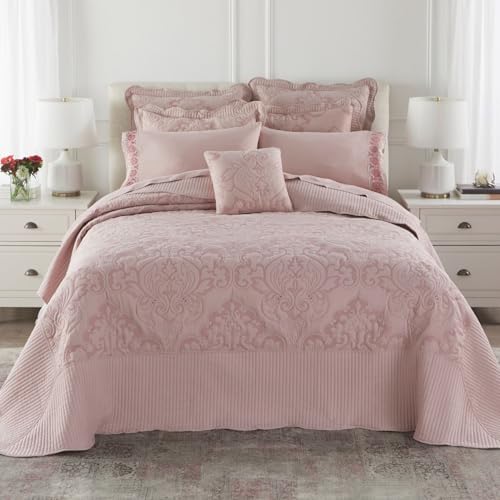 BrylaneHome Ultra Soft Damask Bedspread - Queen Ivory
