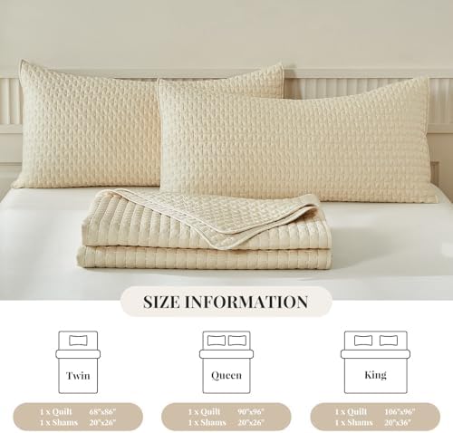 WARMDERN Beige King Quilt Set Cooling Summer Quilt for Hot Sleepers