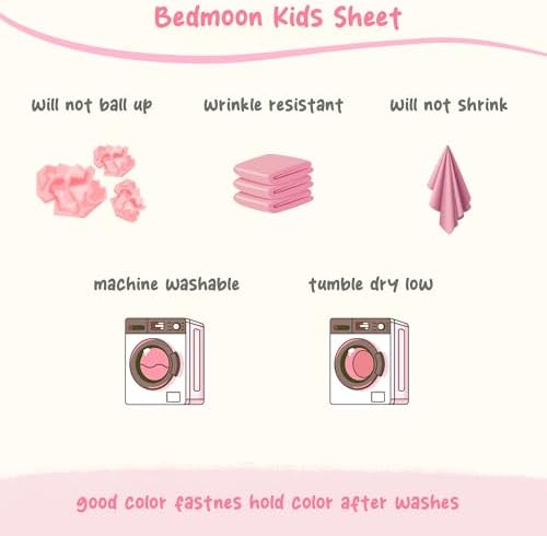 Bedmoon Girls Pink Cat Twin Bed Sheet Set