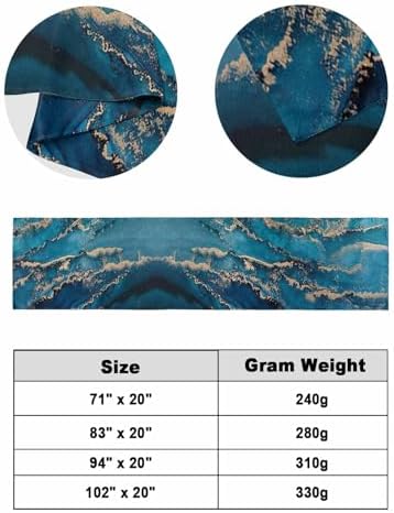 Homechoid Marble Blue Bed Runner for King Size Bed
