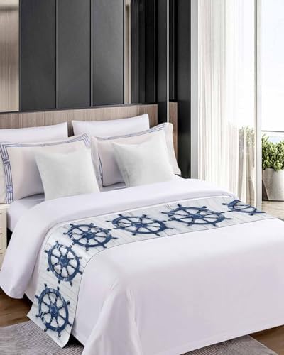 Homechoid Blue Coastal Bed Runner for Twin Size