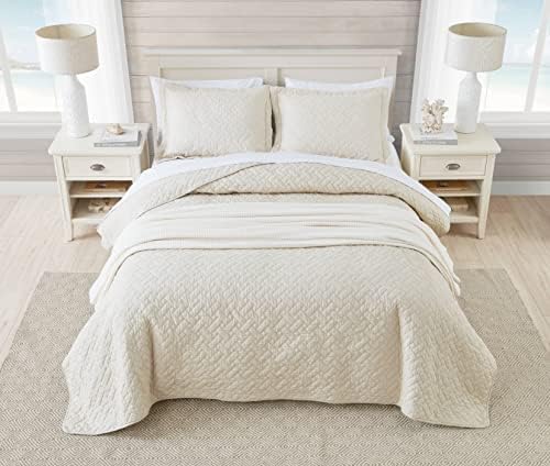 Tommy Bahama Queen Quilt Set Chevron Dune 1