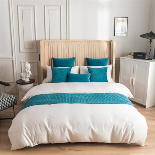Sky Blue Bed Runner with 2 Pillowcases 30x50cm