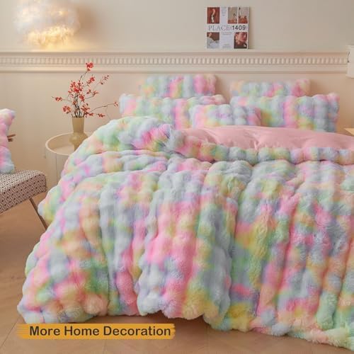 LIFEREVO Fluffy Faux Rabbit Fur Pillow Covers Set of 2