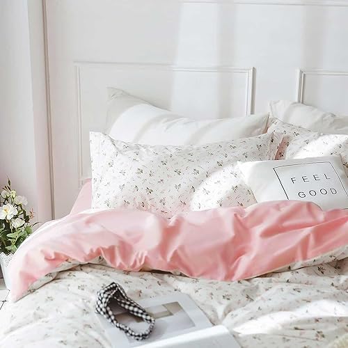 Faincy Floral Twin Comforter Set - Pink White Pattern 2PC