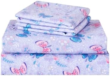 Kids Sheet Set Twin Size 3 Pcs Floral Butterfly Pattern
