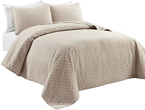Lush Decor Ava Diamond Quilt Set - King - Neutral