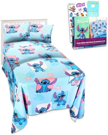 Disney Stitch Twin Bedding Set for Toddlers with Sheets and Pillowcase