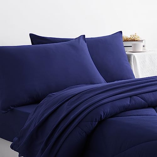 NTBAY Twin Comforter Set with Sheets Navy Blue 1