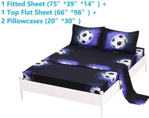 SDIII 4PCS Soccer Sheets Set Twin
