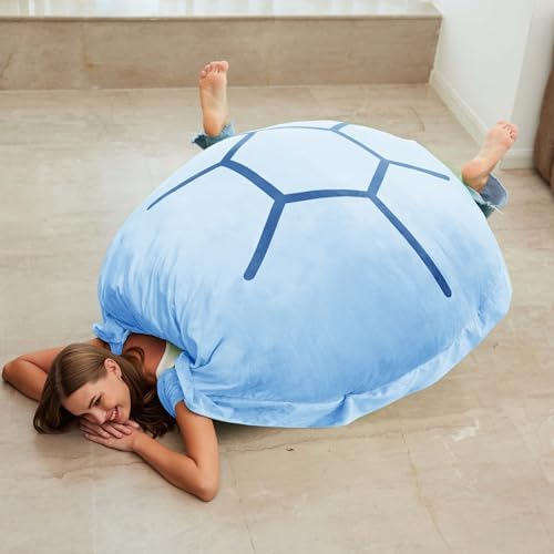 SEAHOME Turtle Shell Plush Pillow for Kids and Adults Blue 51 inch