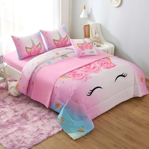 JQinHome Unicorn Twin Bedding Set 6 Piece 1
