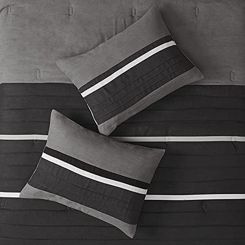 Madison Park Palmer Comforter Set - Faux Suede Black Queen 7 Piece