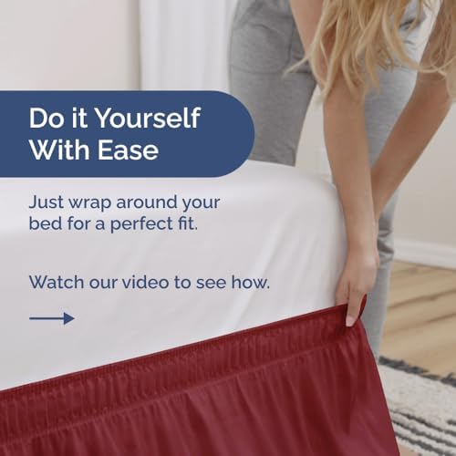 CGK Unlimited Wrap Around Dust Ruffle Bed Skirt Set - Burgundy